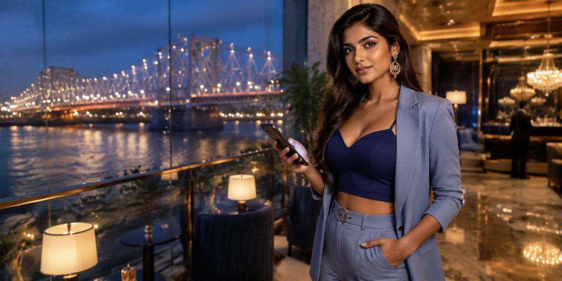 Sports betting enthusiast in Kolkata cityscape background